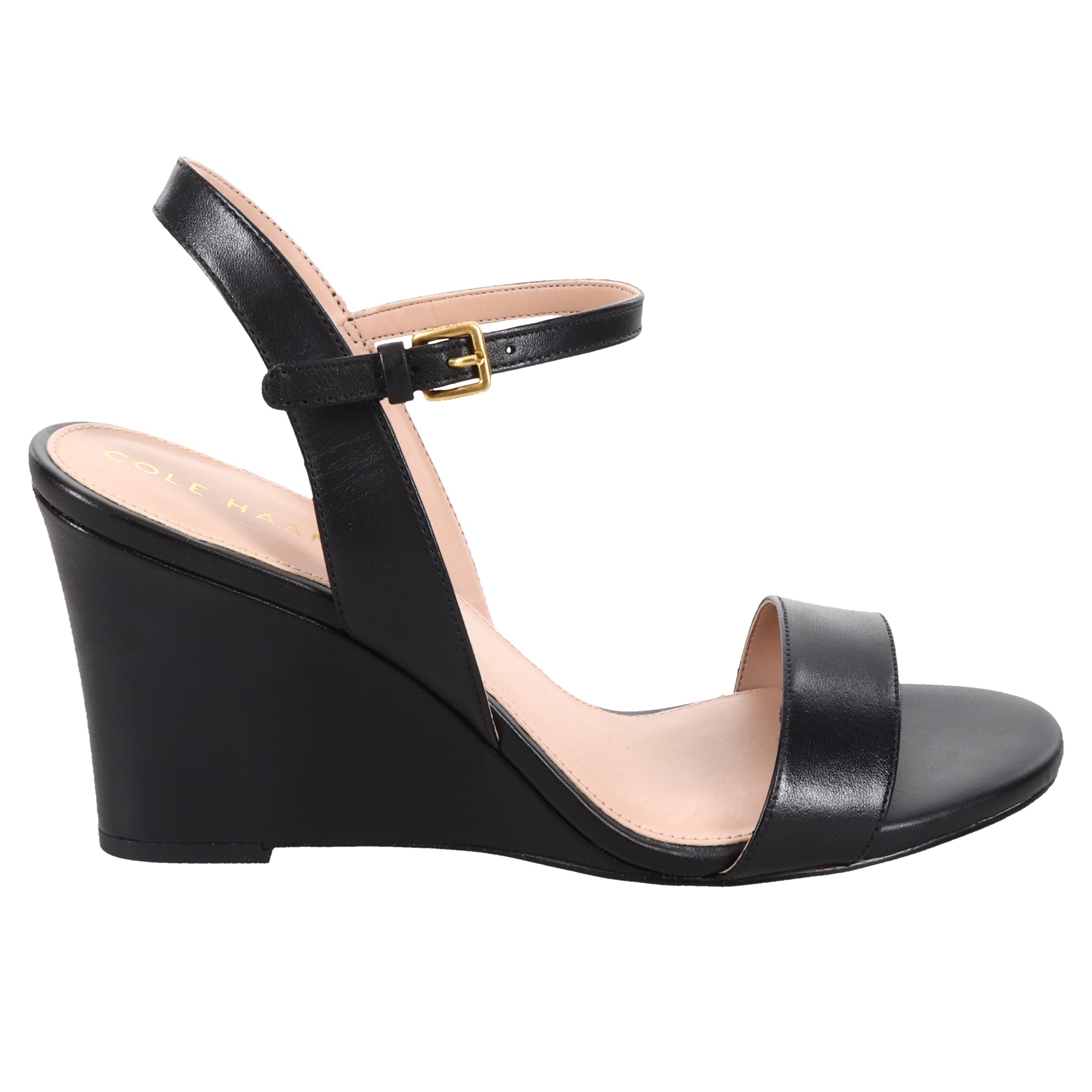 Black wedge heel sandals hotsell